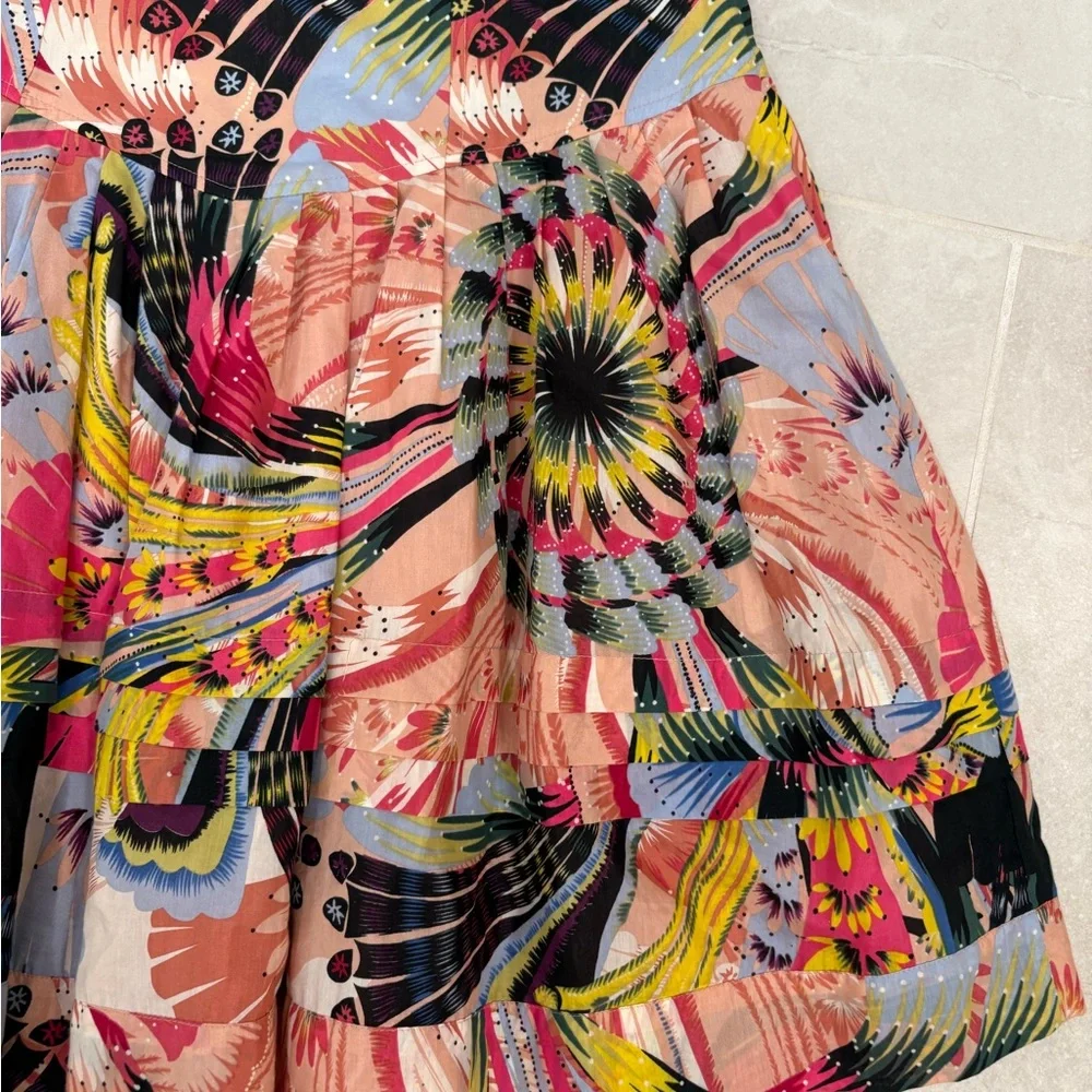 Anthropologie Leifsdottir Cotton Silk Tiered Floral Mini Skirt Size 4 - Picture 4 of 11